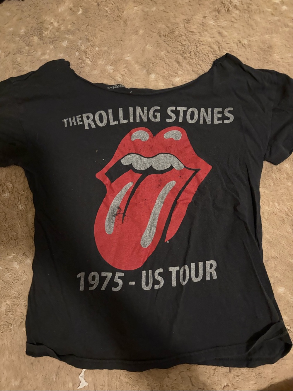 Target Black Rolling Stones Graphic Tee with Red Tongue